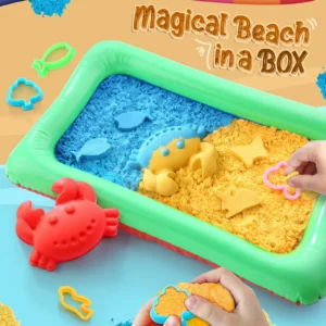 Intelliskills Premium 3-In-1 Magic Kinetic Sand with Big Crab Mold & 7 Shape Molds Art & Craft Activity Kit | Creative Activity & Learning Kit | 500g Sand, 1 Big Crab Mould, 7 Shape Molds & 1 Inflatable Tray| BIS Certified | Educator Recommended