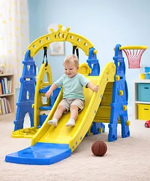 Babyhug 3 in 1 Swing and Slide with Basket Ball Hoop Activity Play Set |Durable and Sturdy Material|Easy assemble Indoor & Outdoor Play|Coordination & Balance|Ideal Gift|Age 2-5 Years|BIS
